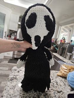 Hand Crocheted Ghostface Plushie 30$