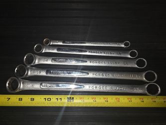 Vintage EASCO Double Box End Wrench Set 5 Pc SAE 3/8-7/8 USA Made 62114-62128 $55