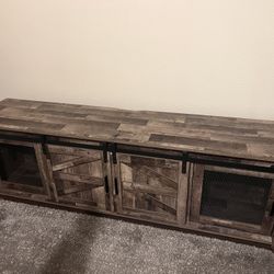 WAMPAT Farmhouse TV Stand for 75 inch TV, 80" Wood Sliding Barn Door