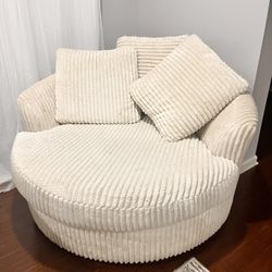 Cream Corduroy Round Swivel Chair from Ashley furniture