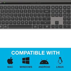Epic Wireless Keyboard, Black, 108 Keys, Connect Via Bluetooth or USB Wireless Dongle, Multi-Device Toggle, Soft Touch Keys, Smart Media Knob, Custom 