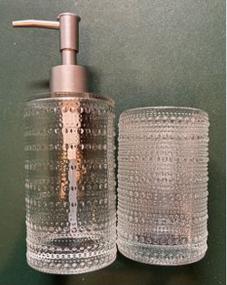 Glass Soap Dispenser and Tumbler Set