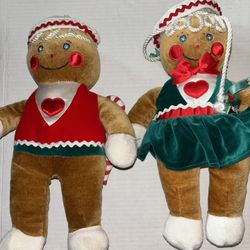 Vintage 90s Boy And Girl Gingerbread Plush