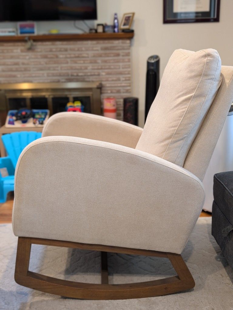 Corrigan Studio Carriana Upholstered Rocking Chair Beige