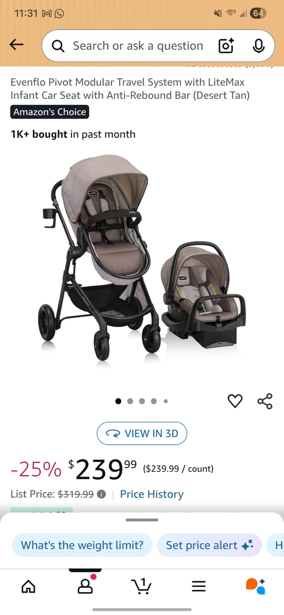 Stroller, Car seat, Everything In One $70
