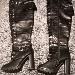 Elira Edgy Over The Knee Combat Boot