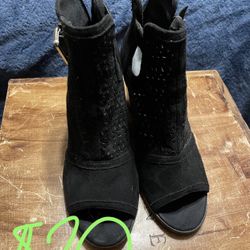 Black Peep Toe Ankle Boots