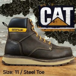New CAT Caterpillar Calibrate Steel Toe Moc Toe Wedge Work Boots Size: 11
