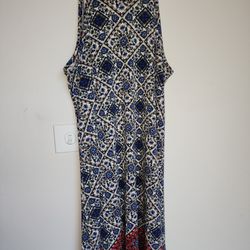 Summer bohemian pattern sleeveless  Dress - Sz M