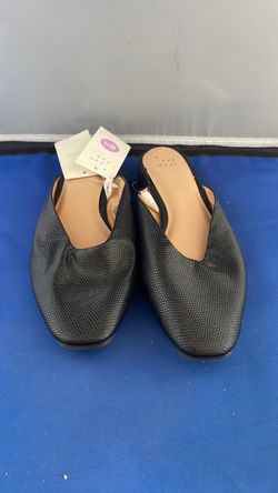 A New Day Black Textured Mule Flats Size 6.5