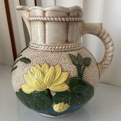 Majolica Samuel Lear Water Lily Pitcher 1880