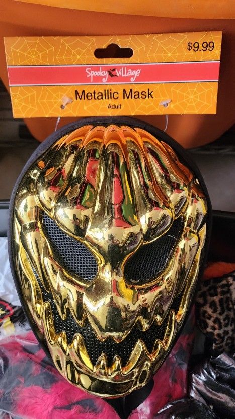 Metallic Gold Pumpkin Mask $5