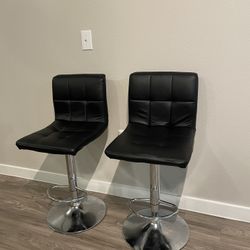Black Modern Barstools Adjustable Set of 2