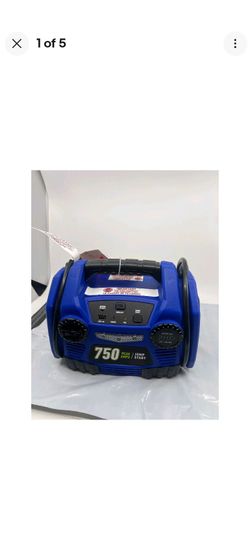 Cen-Tech 750 Peak Amp Portable Jump Starter Power Pack Blue 57209 12V USB Light