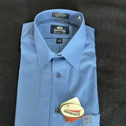 Brand New stafford wrinkle free long sleeve. French Blue size 15 1/2 - 34-35