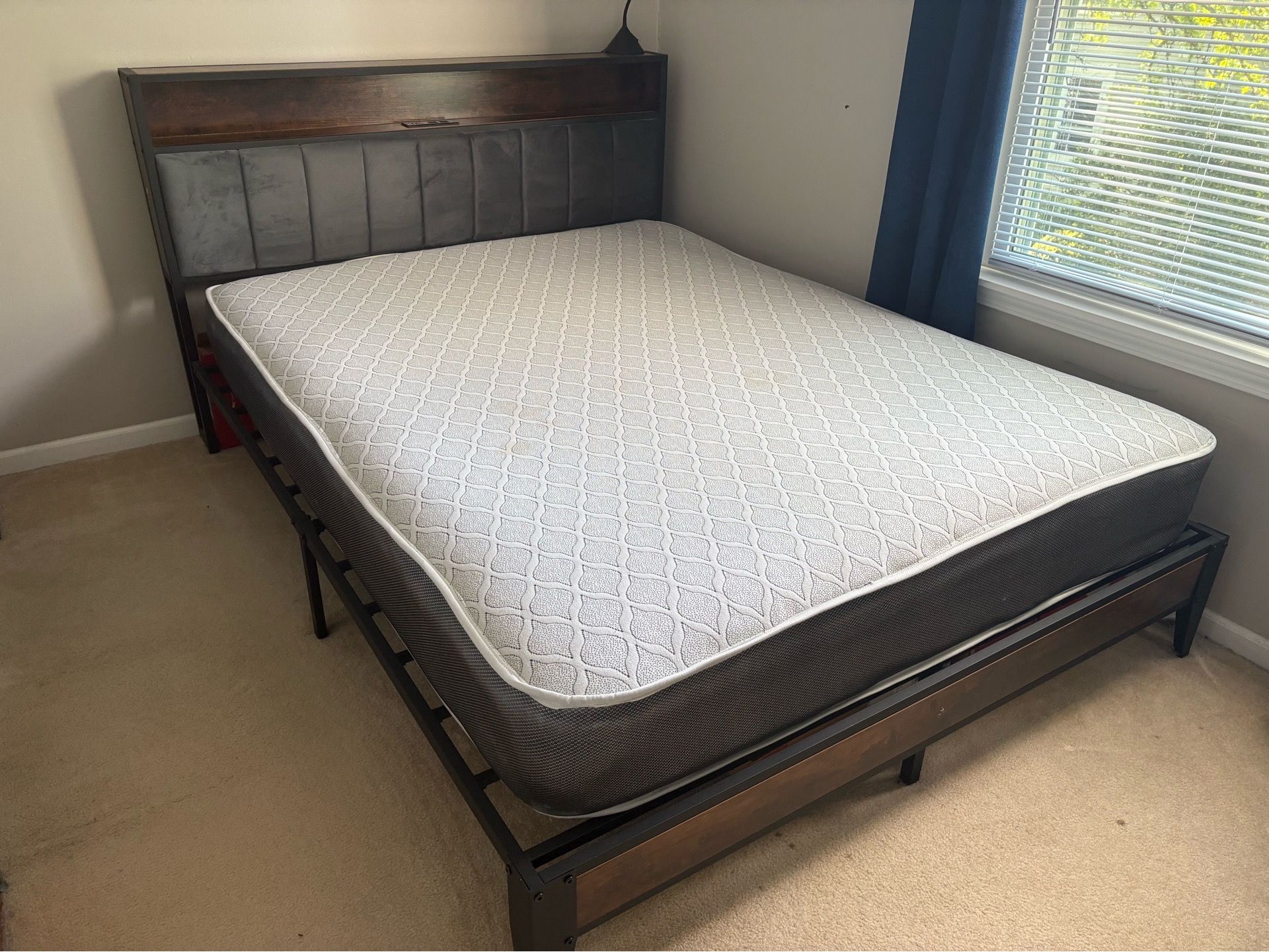 Queen bed frame and mattress