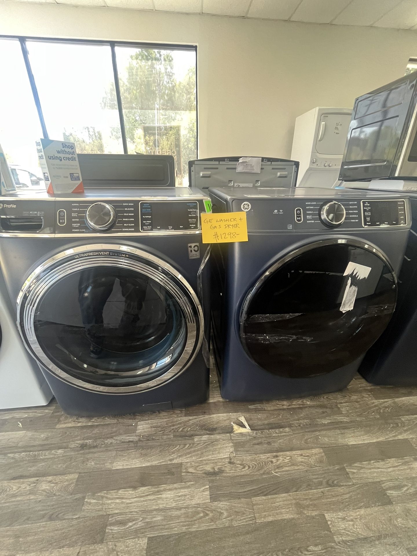 GE Washer/Gas Dryer Set, High Efficiency, Open Box, Fully Tested, Includes One Yr Warranty
