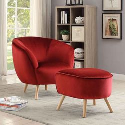 Aisling Accent Chair & Ottoman(Teal or Red)