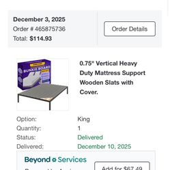 King Size Vertical wood Mattress Support slates W/cover