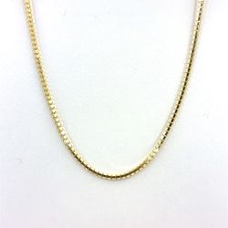 14Kt Yellow Gold 18” Hex Box Mirror Necklace 4.70g 2mm 215741