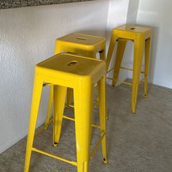 4 Yellow Bar Stools 30inches