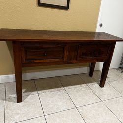 VERY STURDY Rustic (HEAVY)REAL WOOD ENTRYWAY, CONSOLE Table 70” W By 36” H By 23” Deep… In Excellent Condition…$1,500