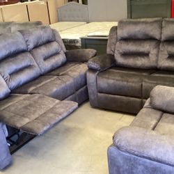 New 3 Pc New Sofas Recliners Dark Gray And Light Gray Two Colors Available To Deliver Right Away