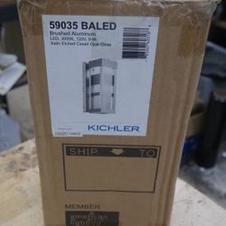 KICHLER 59035 BALED Satin Etched Cased Opal Glass Integrated LED BRUSHED ALUMINUM.  NEW. OPEN BOX. BOX WAS OPEN FOR INSPECTION. 
