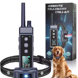 Shock Collar for Dogs - 4265ft Waterproof Training Collar with Flashing Light for Small Medium Large Dogs with Rechargeable Remote, Beep (1-8), Vibrat