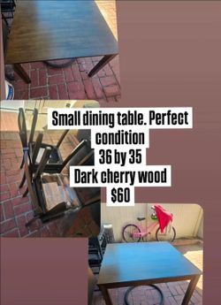 Square 35 by 35 dining table, 4 chairs perfect condition