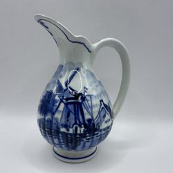 Vintage Mini Delft Windmill Pitcher – 3” Hand Painted
