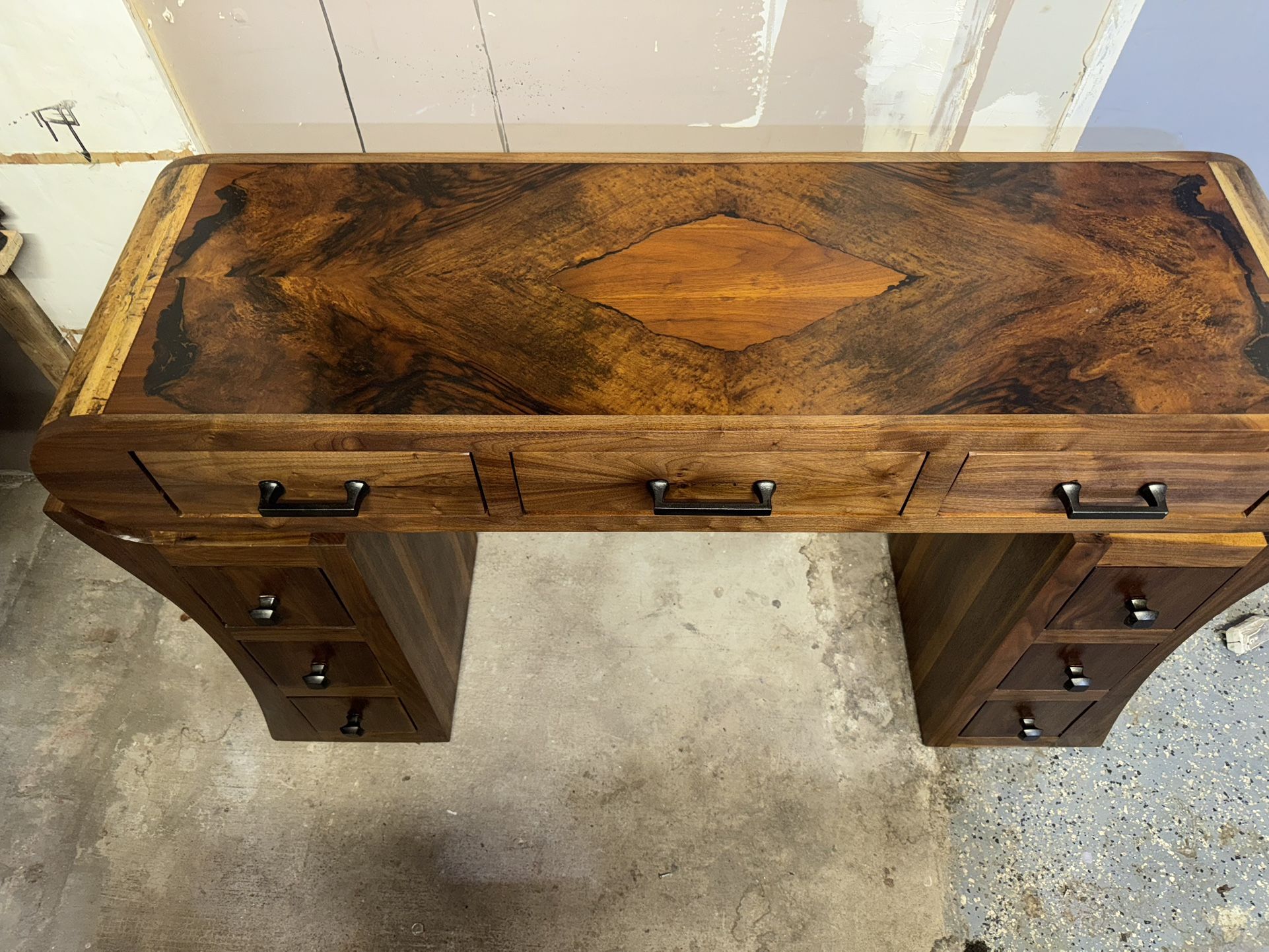 Vintage Oval Desk Walnut