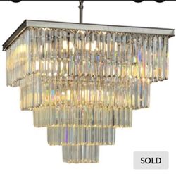 16 Light Square Crystal Chandelier Brushed Nickel