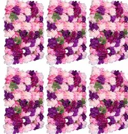 💜🌸 Pink & Purple Artificial Flower Wall Panels – 6 Pack Wedding Backdrop