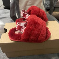 Size 6 Red Fluffy Uggs 