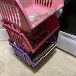 Pink organizer on wheels