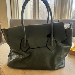 Hunter Green Italian Genuine Leather Tote Bag