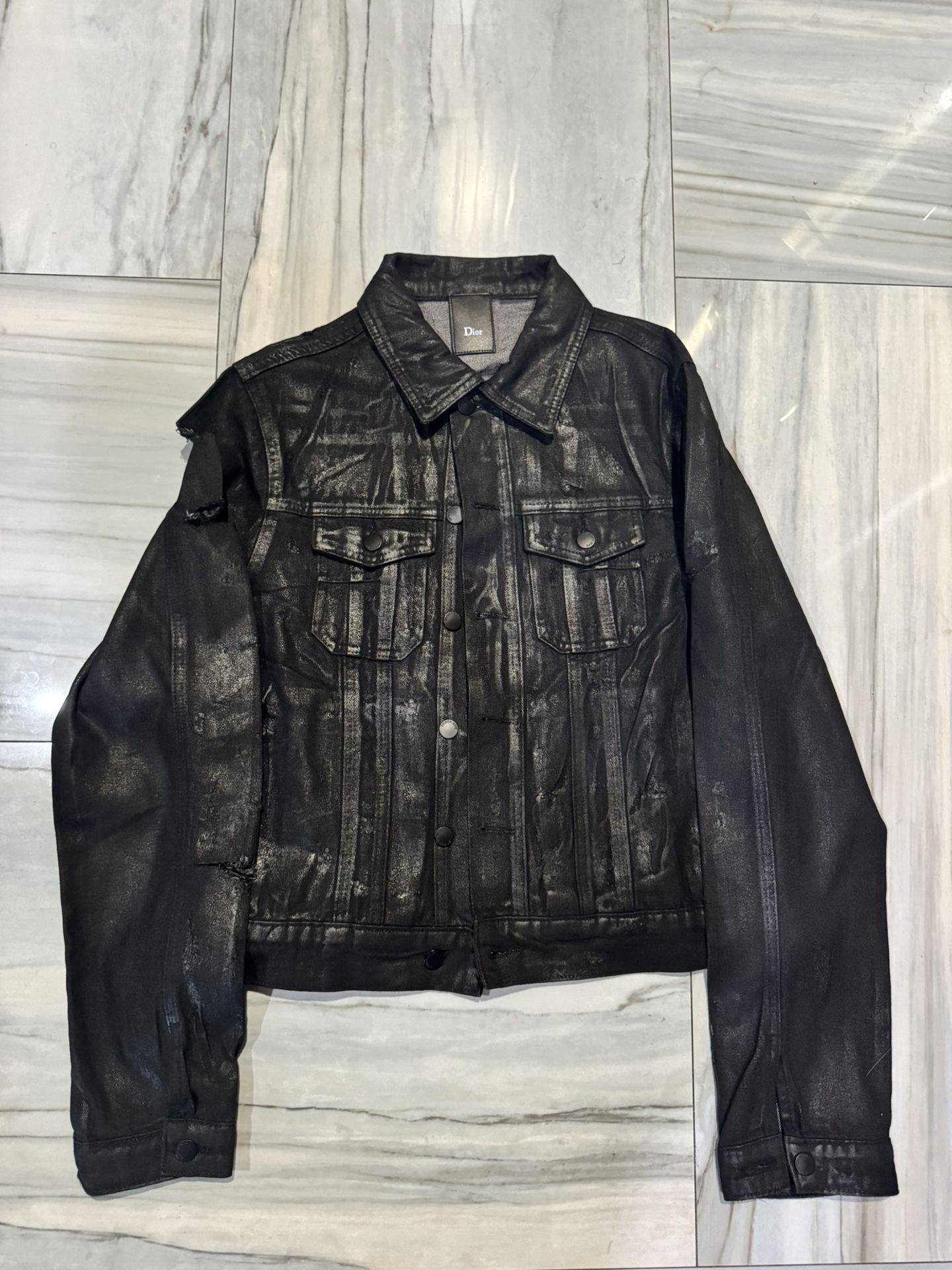 Dior SS04 Strip Waxed Denim Jacket