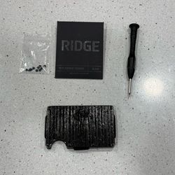 Ridge Wallet Black Damascus Stainless Steel 304 RFID with Leather Cash Strap Midnight Black & Extra Black Screws