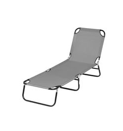 Outsunny Folding Chaise Lounge Chair w/Steel Frame, Dark Gray