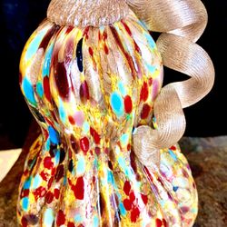 Hand made Italian Murano Glass art decorative sculpture Pumpkin  H8.5xW5 inch Lbs 2.4 Decorative hand made glass art sculpture Pumpkin Murano Glass ar