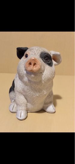 Vintage Ceramic Piggy Bank. It is 5x6x4 Figurine - White and Black