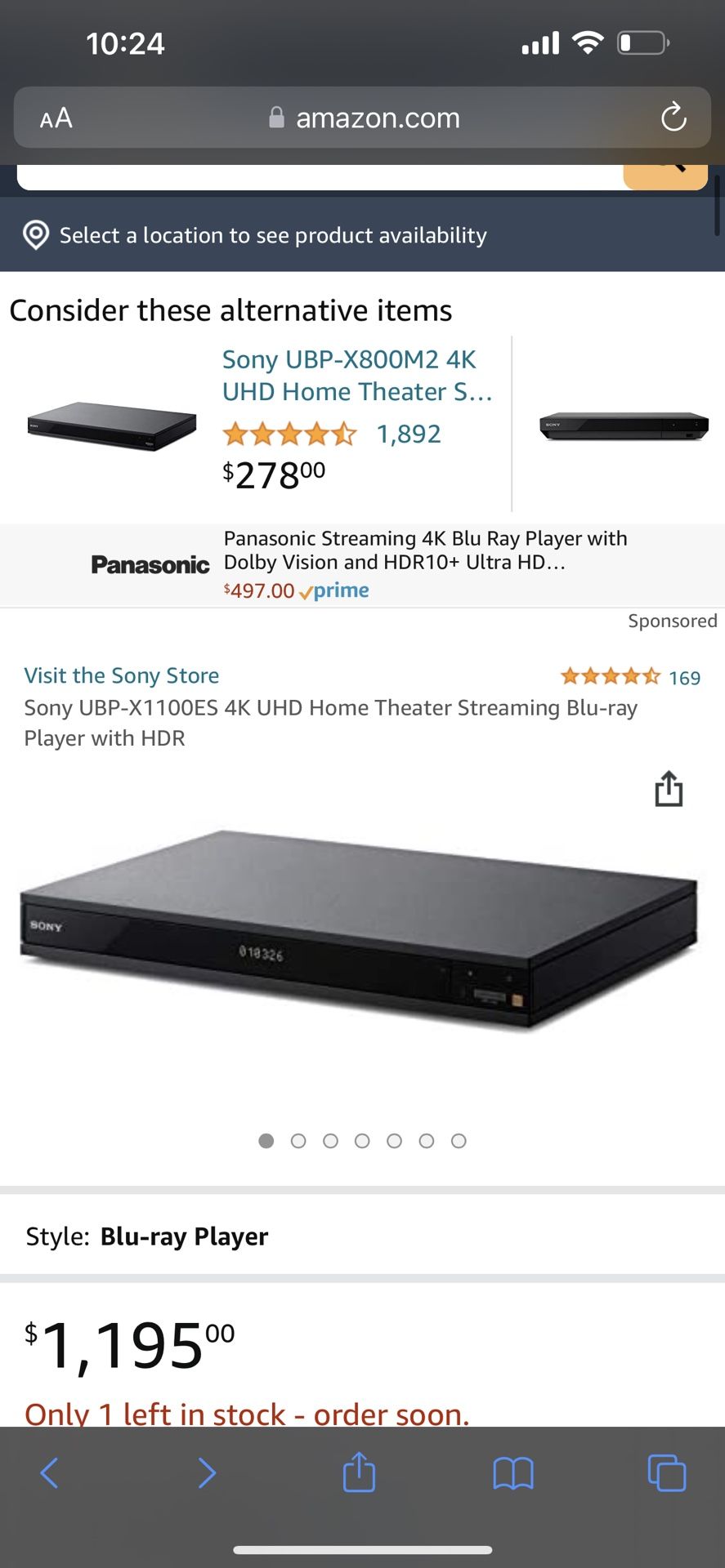 Semi New Sony Blu Ray Player UBP-1100ES