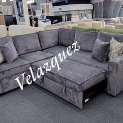 ✅️✅️3-Piece Convertible Sectional
Sleeper Sofa W/Cupholder, Sofa Storage, & USB Ports✅️