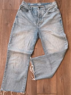 a.n.a High Rise Vintage Straight Jeans Cotton Light Wash Raw Hem sz 4