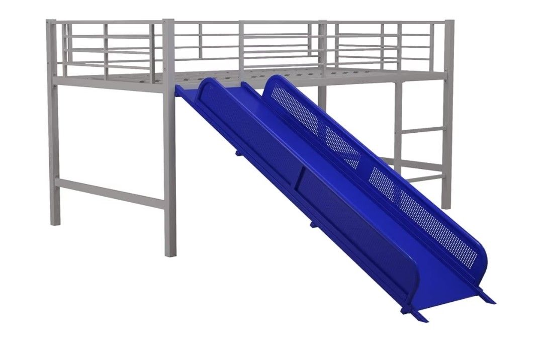Twin Metal Loft Bed With Slide