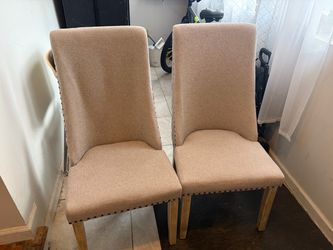 Set of 2 Upholstered Dining Chairs with Nailhead Trim