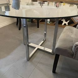 CB2 47” Glass Dining Table