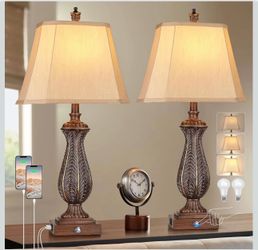 3-Way Dimmable Table Lamps for Bedrooms Set of 2