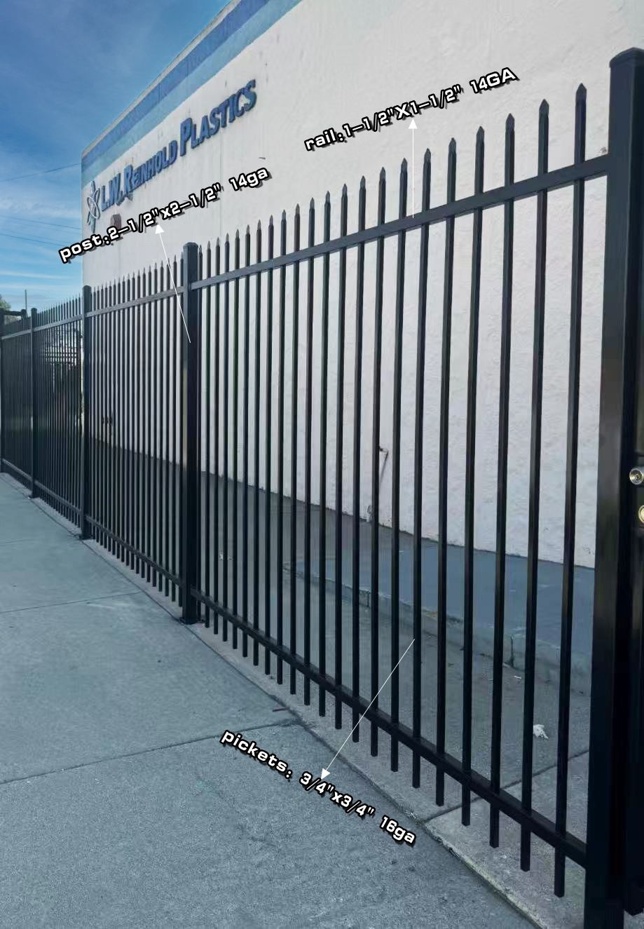 7' tall 8' wide iron fence panel